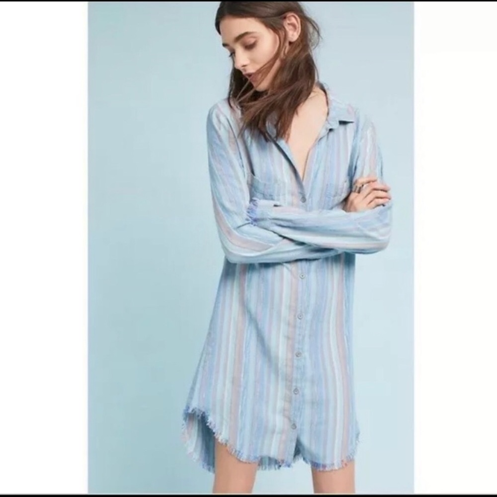 Anthropologie Chambray Fringe Dress